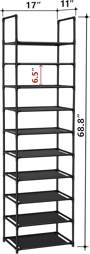 10 Tiers Shoe Rack 20-25 Pairs Sturdy Shoe Shelf