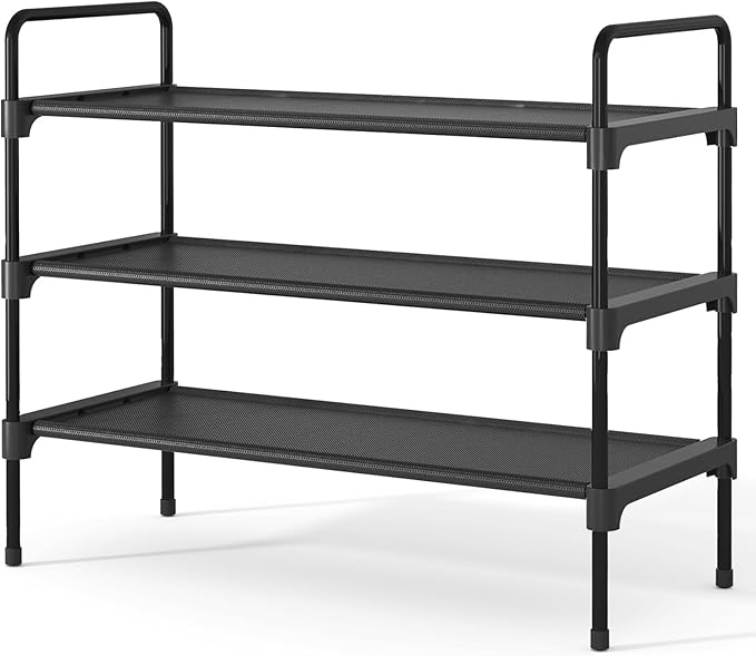 Shoe Rack for Closet, Sturdy and Long-Lasting Shoe Shelf, Shoe Rack for Entryway, Personalized DIY Shoe Organizer, Shoe Rack Organizer for Space-Saving, 27.6" x 11.8" x 22.6", Black