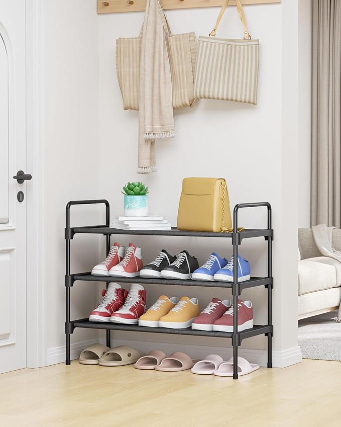 Shoe Rack for Closet, Sturdy and Long-Lasting Shoe Shelf, Shoe Rack for Entryway, Personalized DIY Shoe Organizer, Shoe Rack Organizer for Space-Saving, 27.6" x 11.8" x 22.6", Black