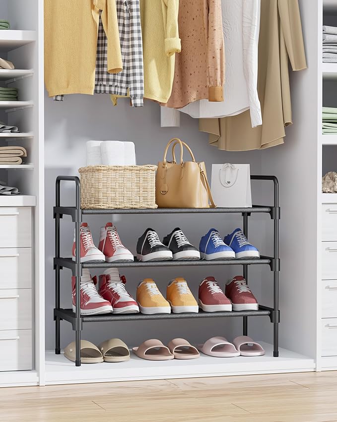 Shoe Rack for Closet, Sturdy and Long-Lasting Shoe Shelf, Shoe Rack for Entryway, Personalized DIY Shoe Organizer, Shoe Rack Organizer for Space-Saving, 27.6" x 11.8" x 22.6", Black