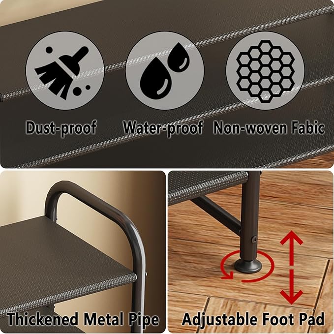 Shoe Rack 3 Tier Long Storage Organizer Wide Metal Shoe Shelf for Closet Entryway Black